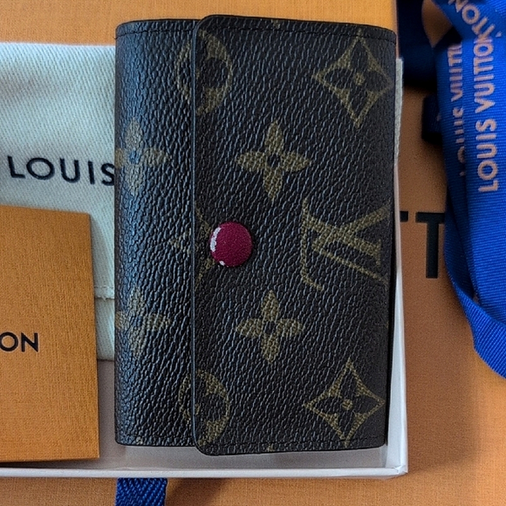 Louis Vuitton Monogram Brown Red Key Ring Holder